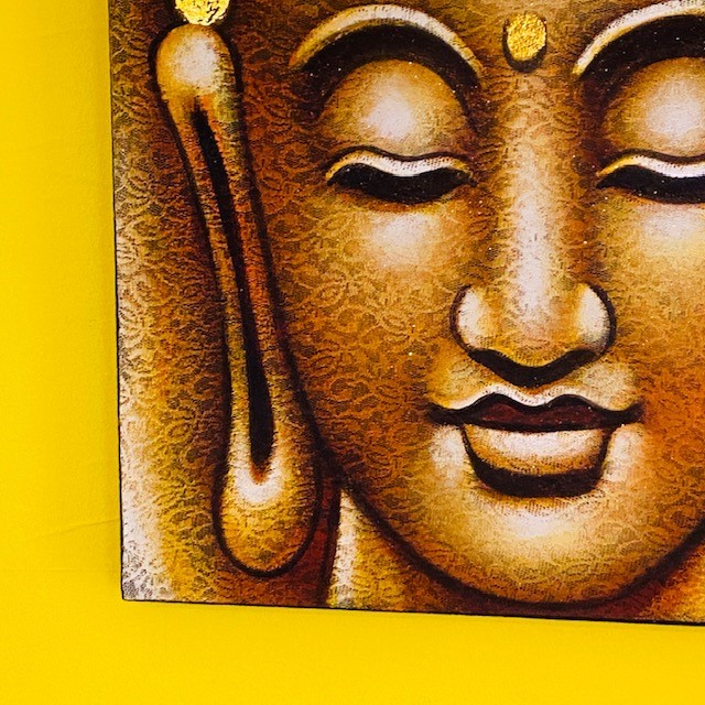Dipinto Buddha Quadro Tela Ricamata Yoga Meditazione - EtnicBay